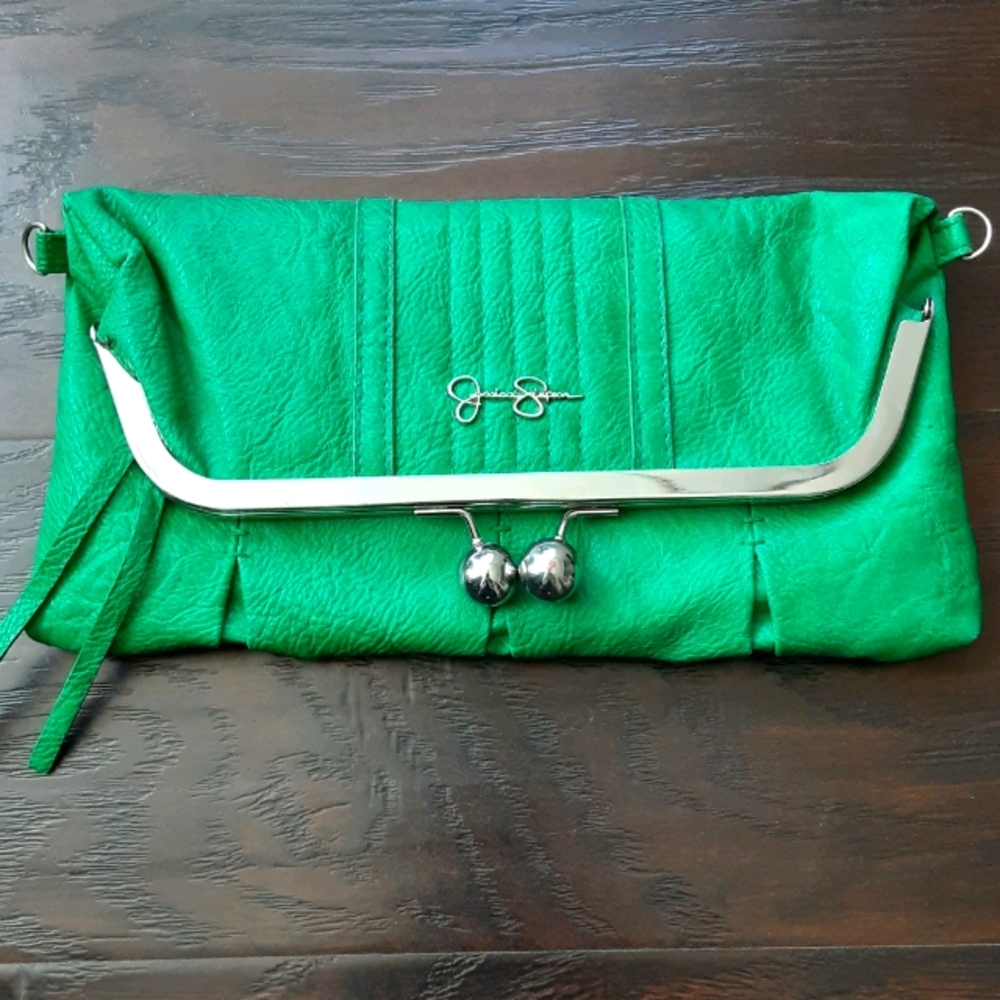 JESSICA SIMPSON. Green clutch/crossbody purse